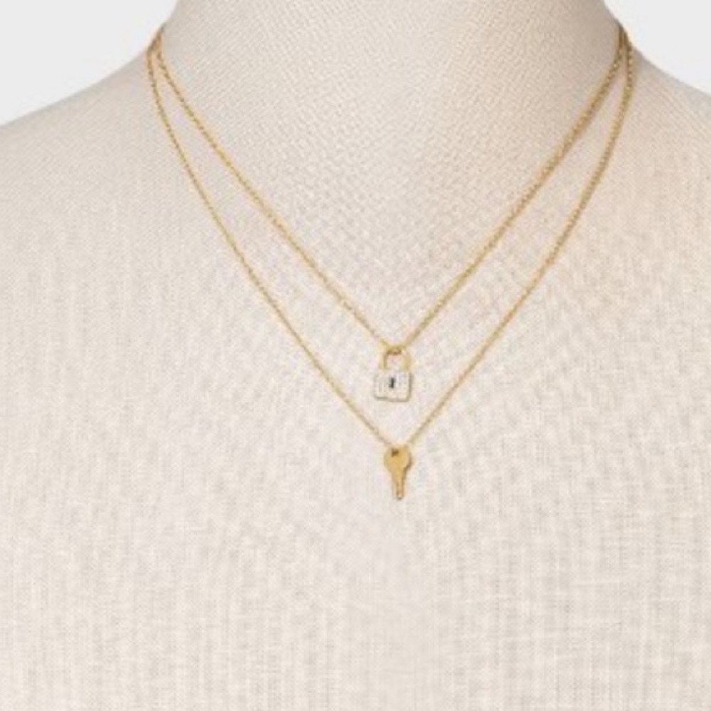 Sugarfix by Baublebar Locket and Key Delicate Layered  14K gold Necklace - Picture 2 of 7